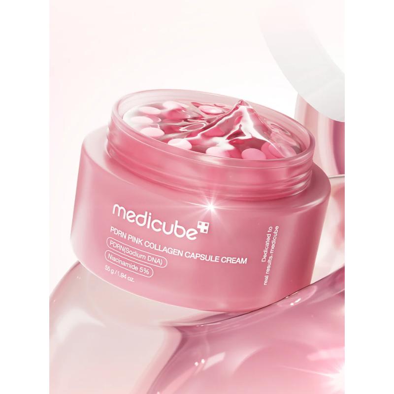 medicube Salmon DNA PDRN Pink Collagen Capsule Cream, Face Moisturizer | Lightweight Moisturizing Cream | PDRN, Niacinamide for Uneven Skin Tone, Glow hydration | Korean Skin Care 1.94 oz
