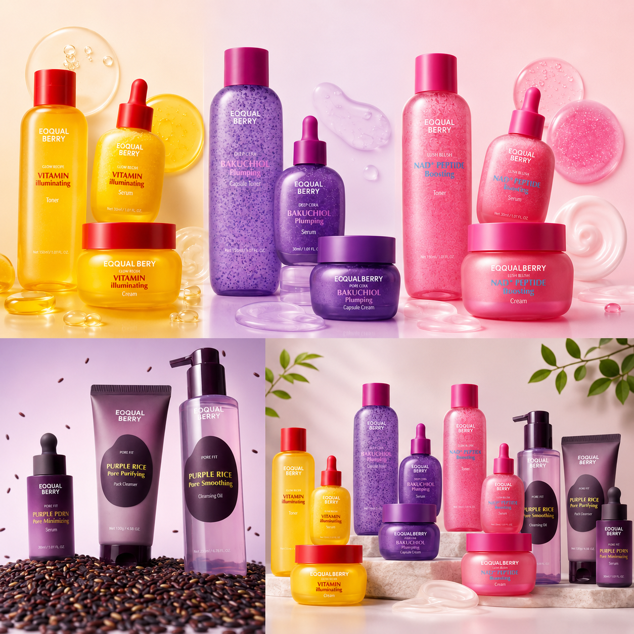 EqqualBerry Korean Skincare Complete Glow Combo Set 3 piece
