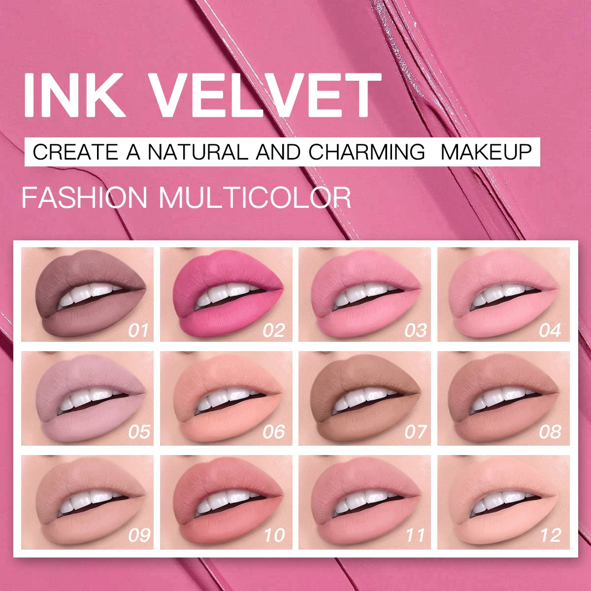 Febble 12 Color Ink Lip Gloss Matte Nude