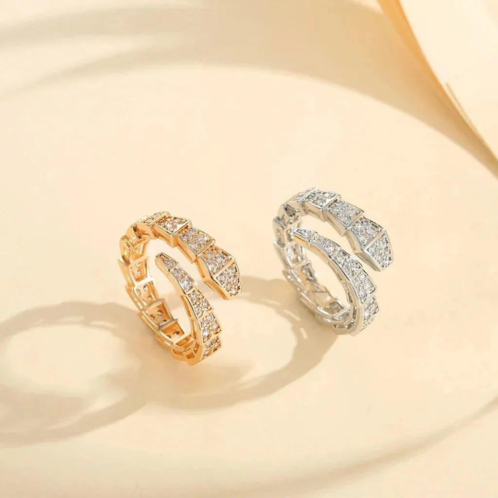 Elegant Snake Bone Ring for Women Luxury Design Diamond