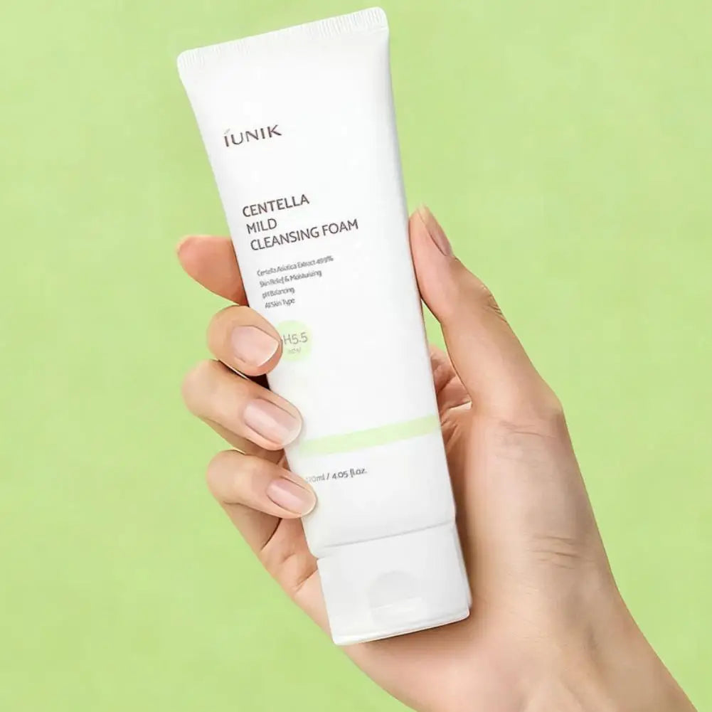 Korea IUNIK Centella Asiatica Cleanser 120ml Gentle Cleansing Cortex Keratin Calming Soothing Non-tightening Foam Cleanser