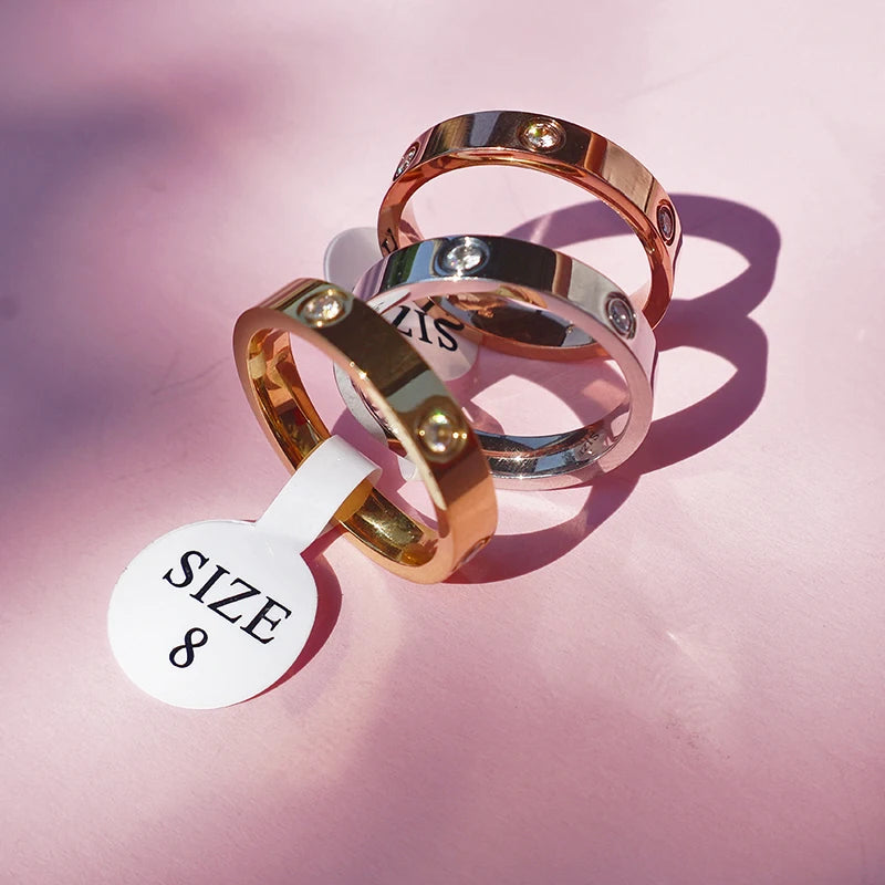 Zircon Stainless steel ring for man crystal rings for woman