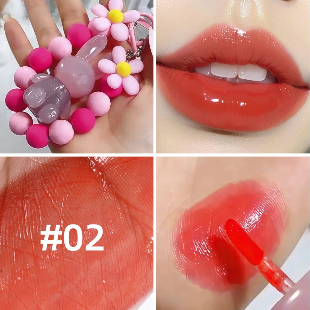 Cartoon Cute Rabbit Hand Bracelet Keychain Moisturizing Lip Gloss