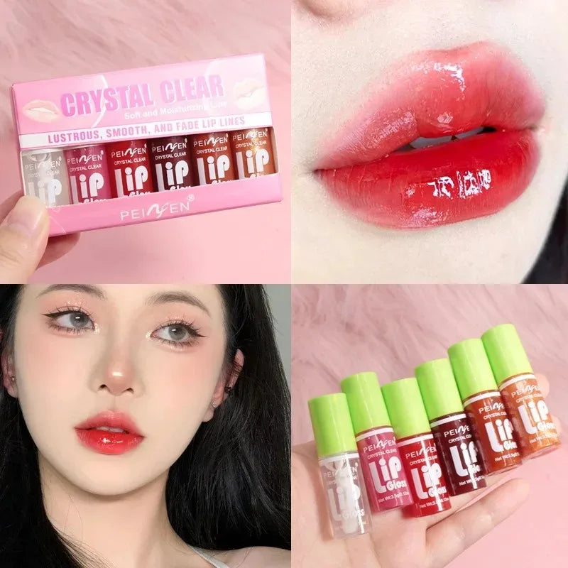 6PCS Moisturizing Lip Gloss Transparent Lip Oil Hydrating
