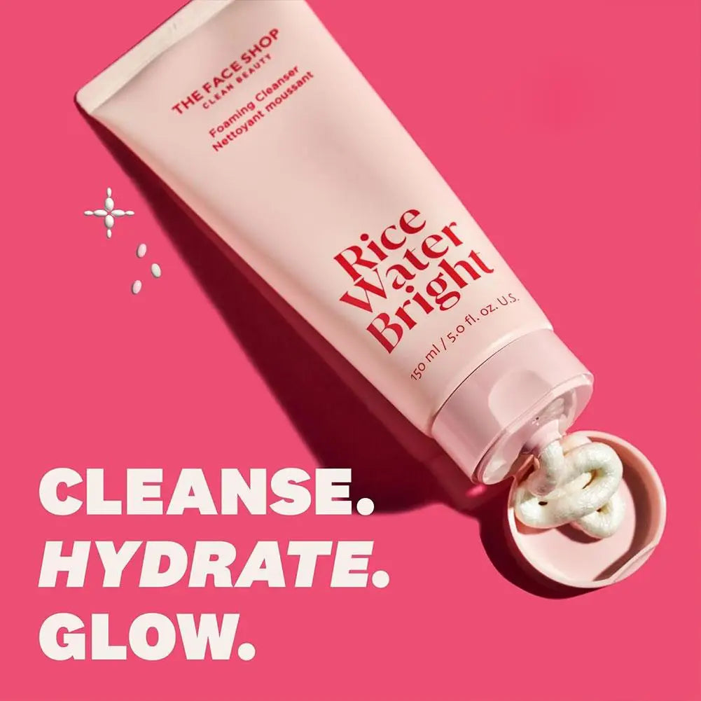 Gentle Rice Water Cleansing Foam Cleanses Removes Makeup Residue Cleansing Foam Moisturizing for Sensitive Skin Cleansing Foam