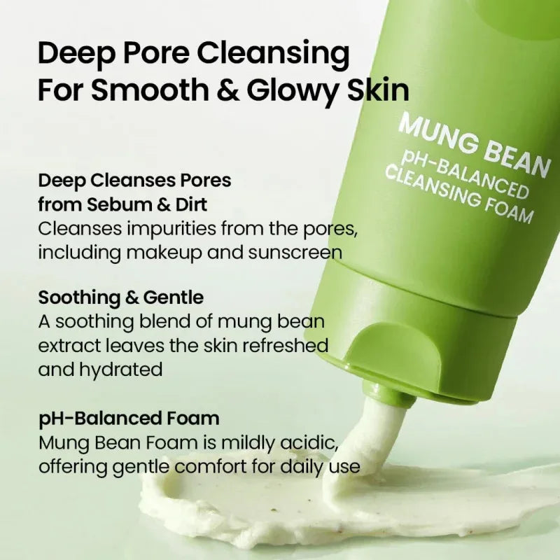 Mung Bean Foam Cleanser | pH 5.5 | Fragrance-Free | Non-Irritating for All Skin Types 80ML