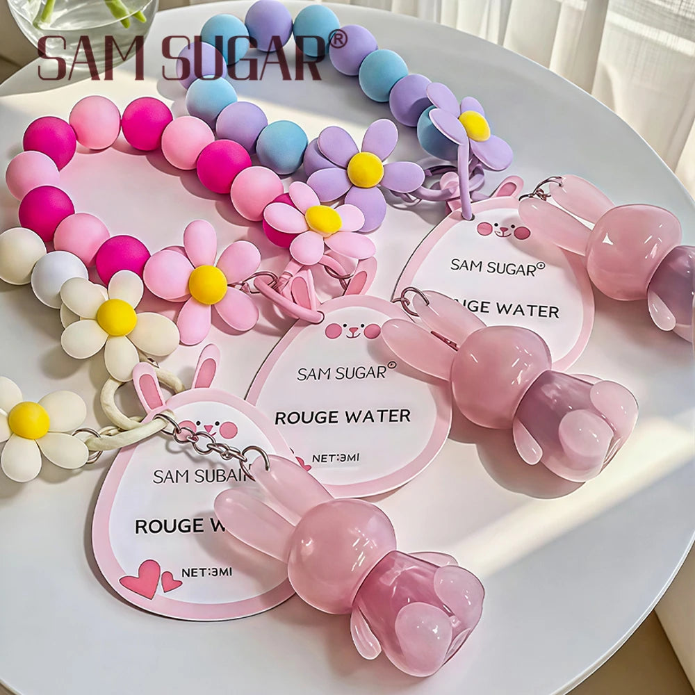 Cartoon Cute Rabbit Hand Bracelet Keychain Moisturizing Lip Gloss