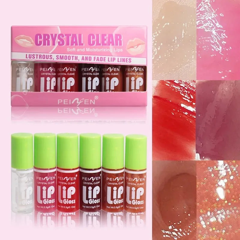 6PCS Moisturizing Lip Gloss Transparent Lip Oil Hydrating