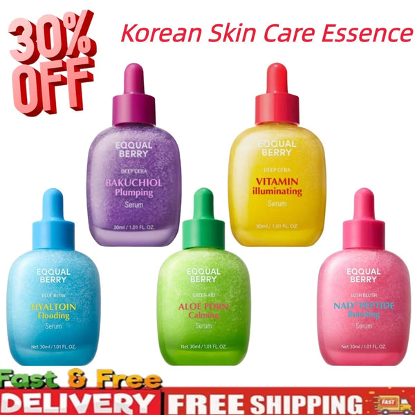 Eqqual Berry Shrink Firming Pores Essence, VITAMIN Illuminating Serum Bakuchiol Plumping Serum Brightening, Skin Care