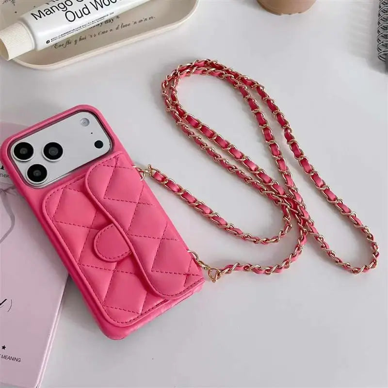 Vintage mini Handbag Phone Case For iPhone back Cover Card holder with Crossbody strap