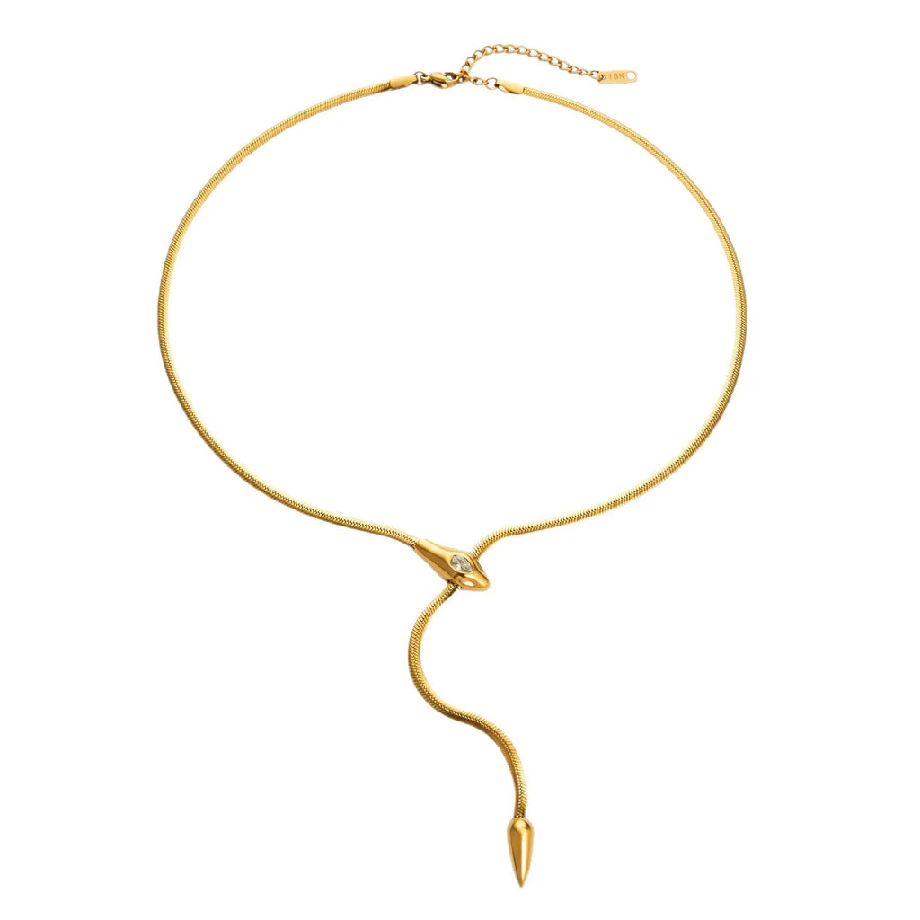Women's Titanium Steel Gold Plated Design Snake Zircon Necklace Women's Clavicle Chain Snake Neck Chain