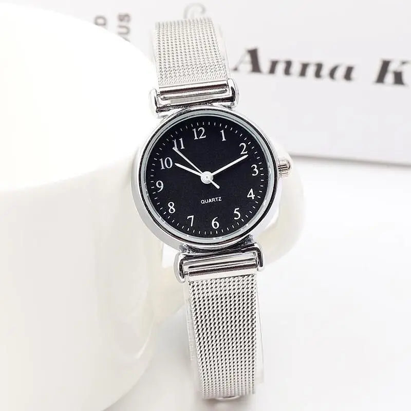 6PCS Women's Watch Fashion Arabic Dial Steel