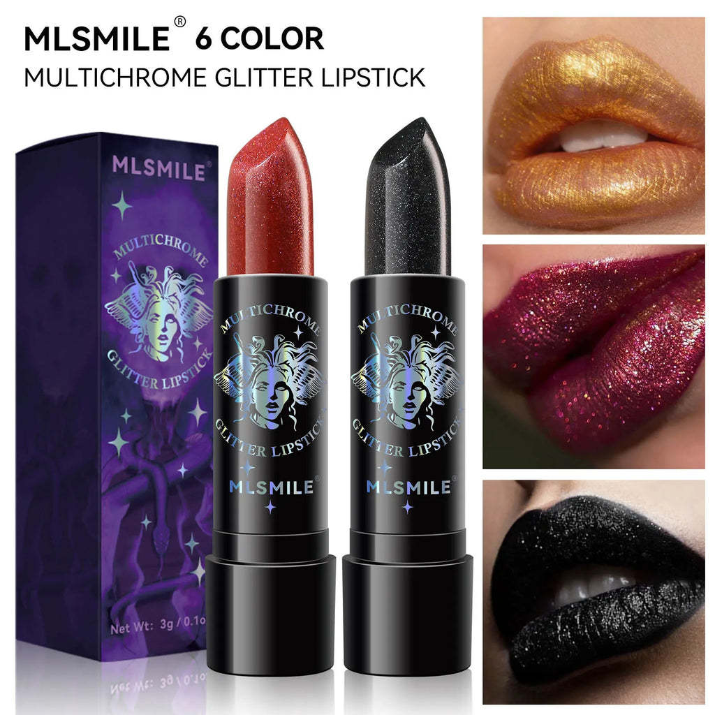 6Colors Glitter Lipstick Waterproof Long Lasting Diamond