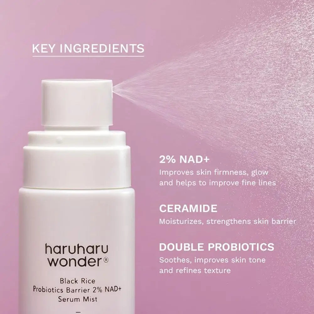 Korean Black Rice Probiotics Barrier  2% NAD+ Serum Mist Enhance Skin Elasticity Hydrating Spray, Repair Skin Barrier Skincare