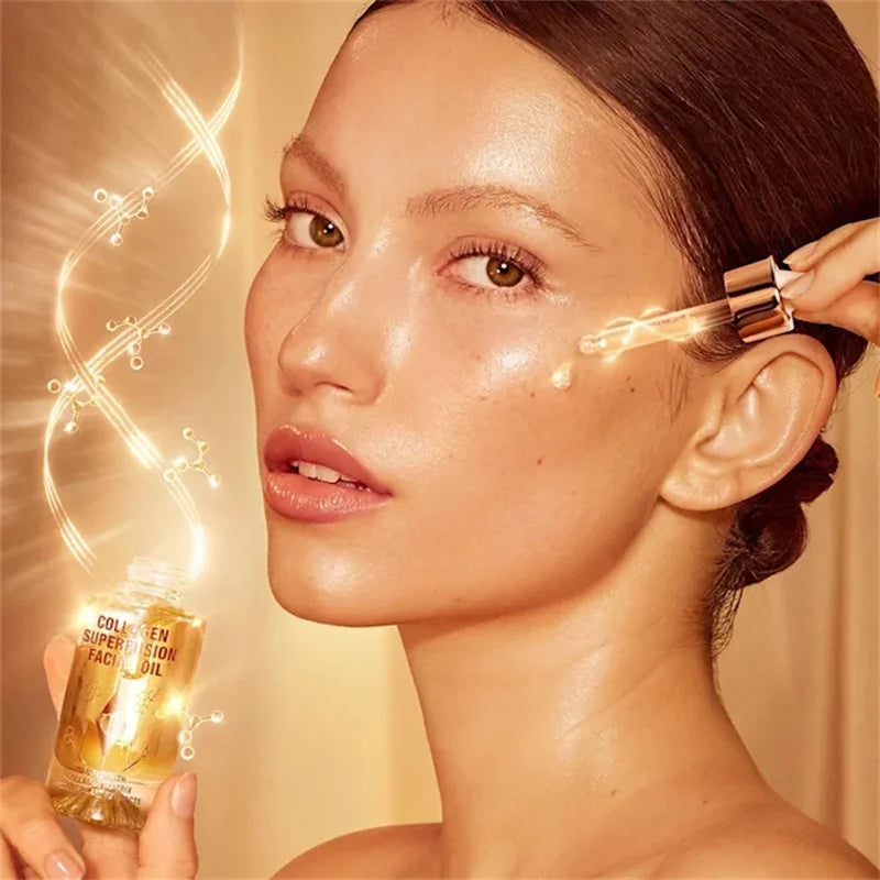 New Charlotte Tilbury Magic Diamond Light Crystal Essence Collagen Superconducting Facial Essence Oil Moisturizing Tighten Skin