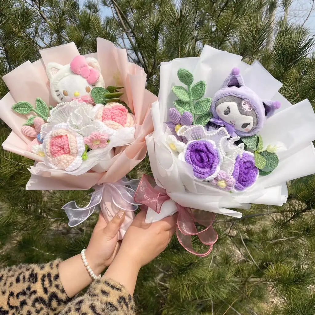 Hello Kitty Cat Dolls With Artificial Flowers Creative Bouquet  Valentine  Gifts