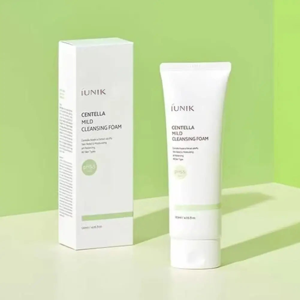 Korea IUNIK Centella Asiatica Cleanser 120ml Gentle Cleansing Cortex Keratin Calming Soothing Non-tightening Foam Cleanser