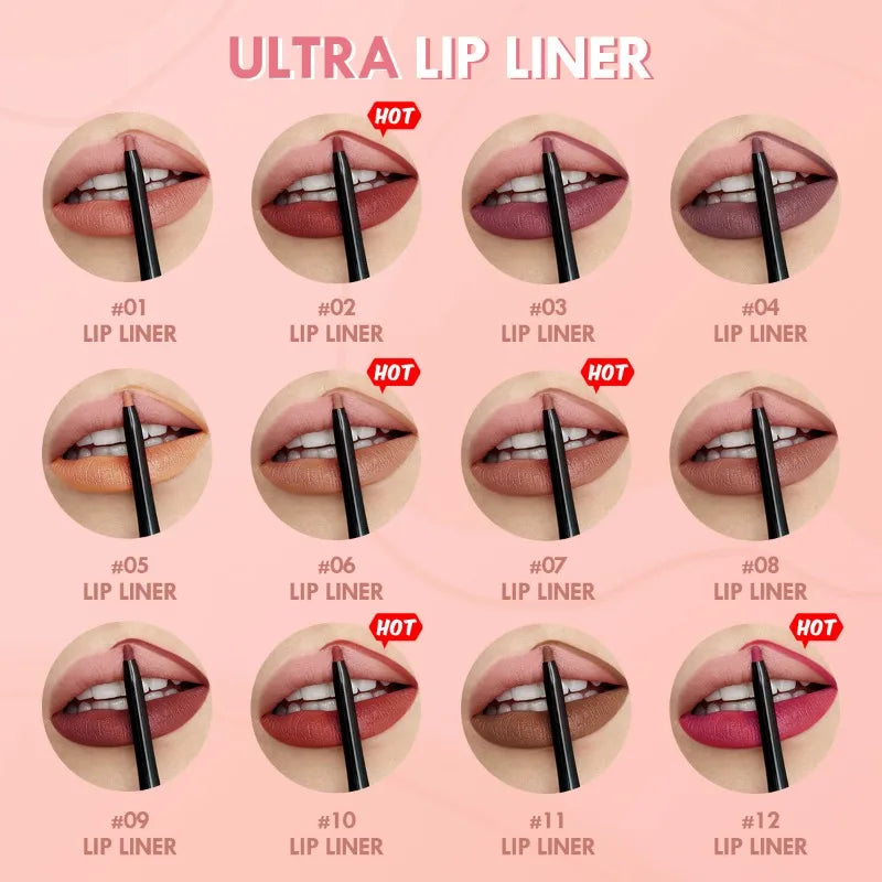 Waterproof Matte Lipliner Pencil Red Contour Tint