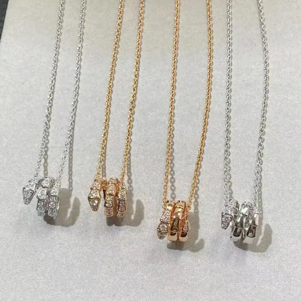 French Original Design S925 Diamond Set multi Circle Snake Necklace,