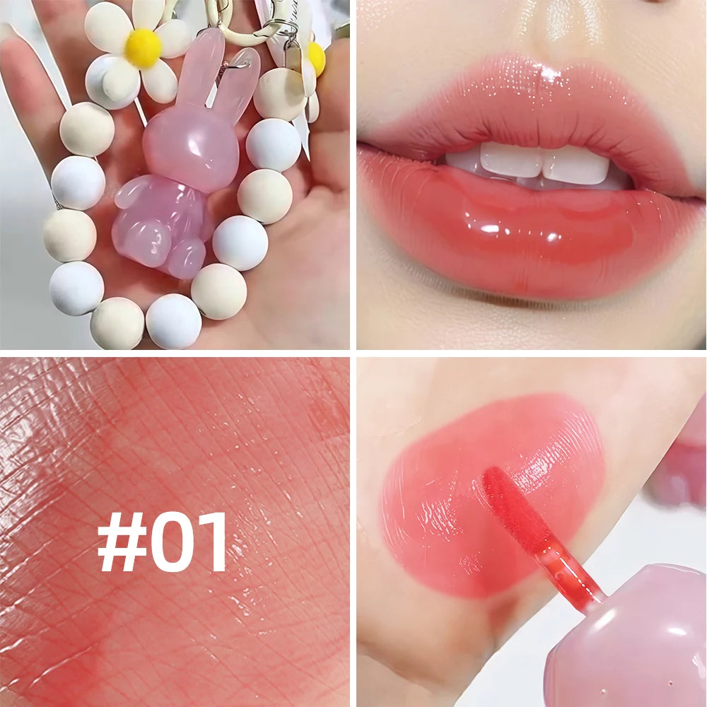 Cartoon Cute Rabbit Hand Bracelet Keychain Moisturizing Lip Gloss