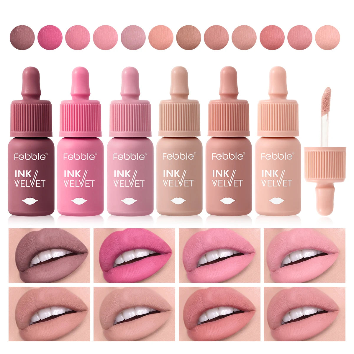 Febble 12 Color Ink Lip Gloss Matte Nude