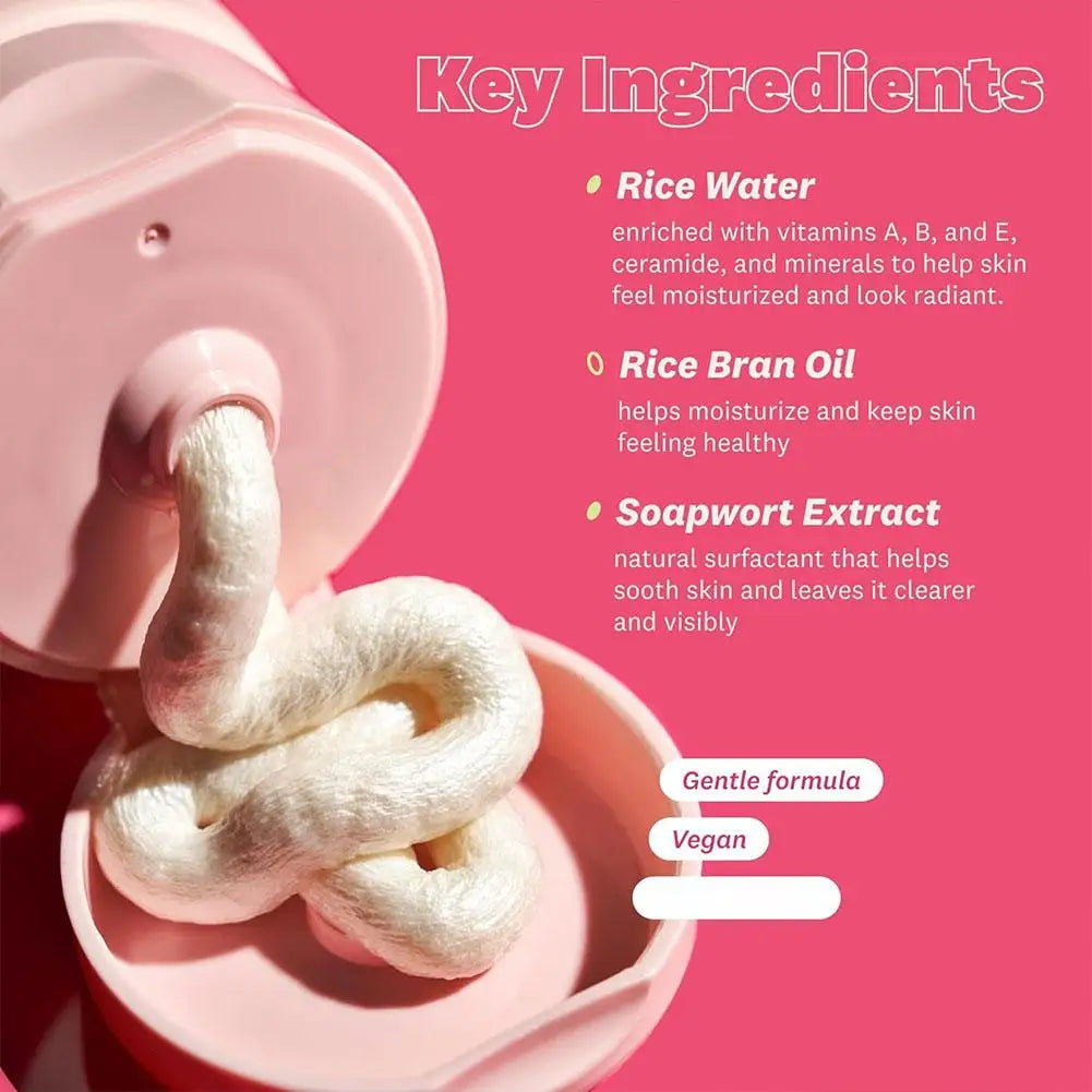 Gentle Rice Water Cleansing Foam Cleanses Removes Makeup Residue Cleansing Foam Moisturizing for Sensitive Skin Cleansing Foam