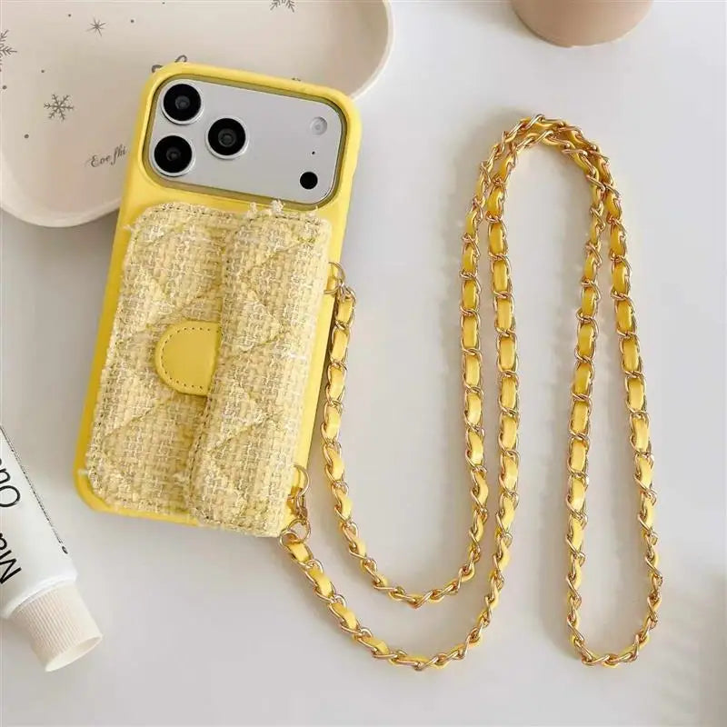 Vintage mini Handbag Phone Case For iPhone back Cover Card holder with Crossbody strap