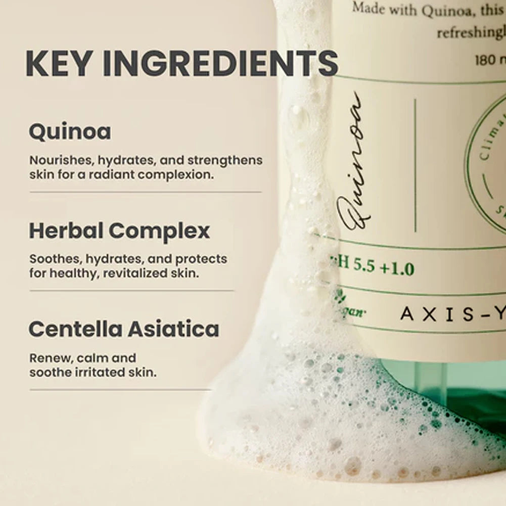 Axis-Y 180ml Quinoa One-Step Balanced Gel Cleanser Makeup Remover and Facial Cleanser 2-in-1 Gentle Cleansing Gel