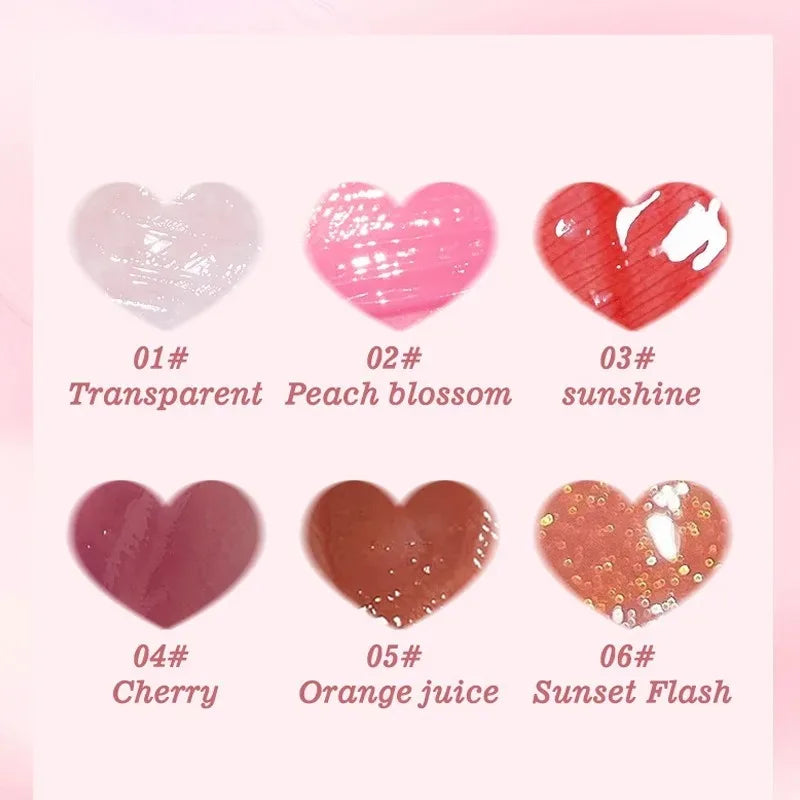 6PCS Moisturizing Lip Gloss Transparent Lip Oil Hydrating