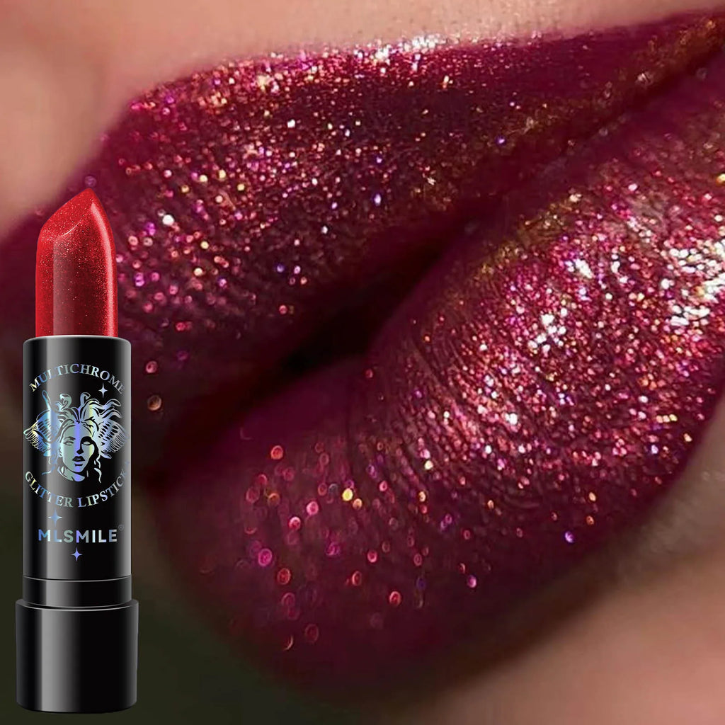 6Colors Glitter Lipstick Waterproof Long Lasting Diamond