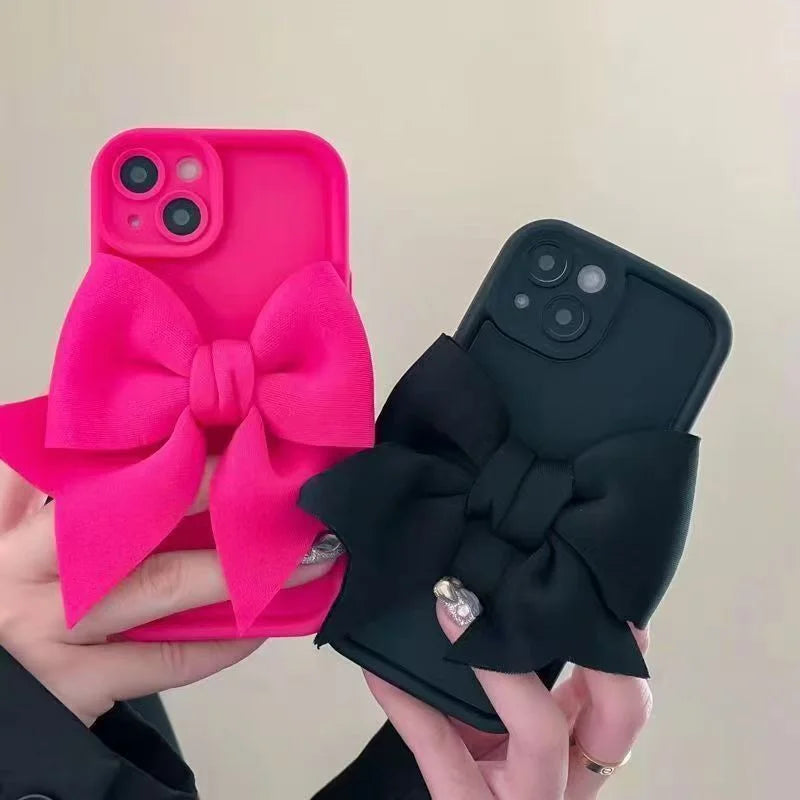 Lovely 3D Bowknot Silicone Phone Case For iPhone Soft Shockproof Cover