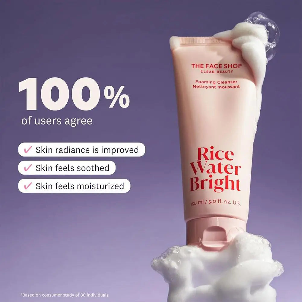 Gentle Rice Water Cleansing Foam Cleanses Removes Makeup Residue Cleansing Foam Moisturizing for Sensitive Skin Cleansing Foam