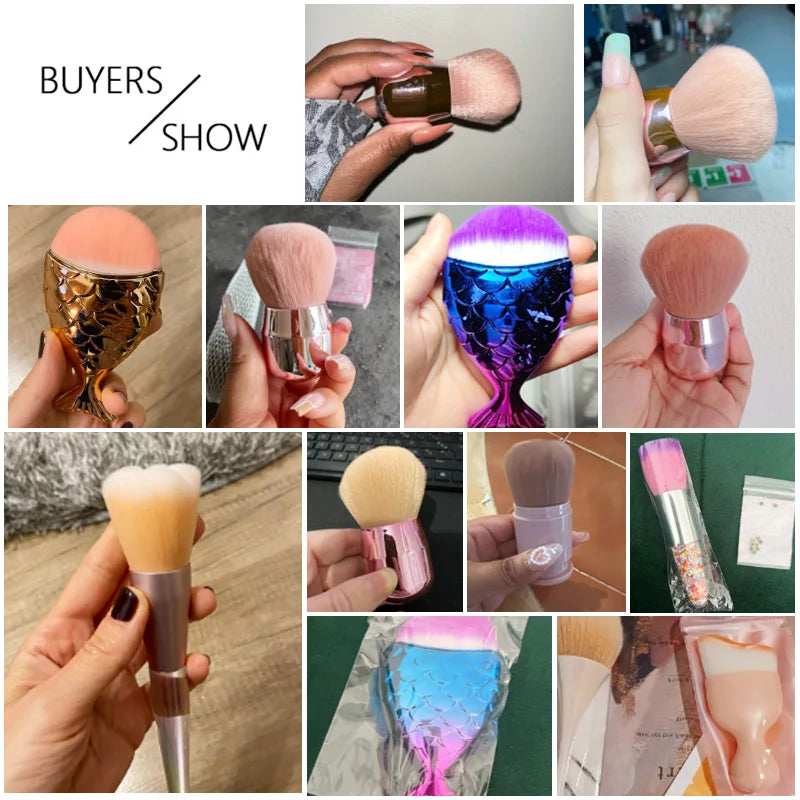 TSZS Nails Brush Popular Round Small Flower Nail Paint Gel Make Up Dust Cleaning Nail Art Dust Powder Remover Dust Brush