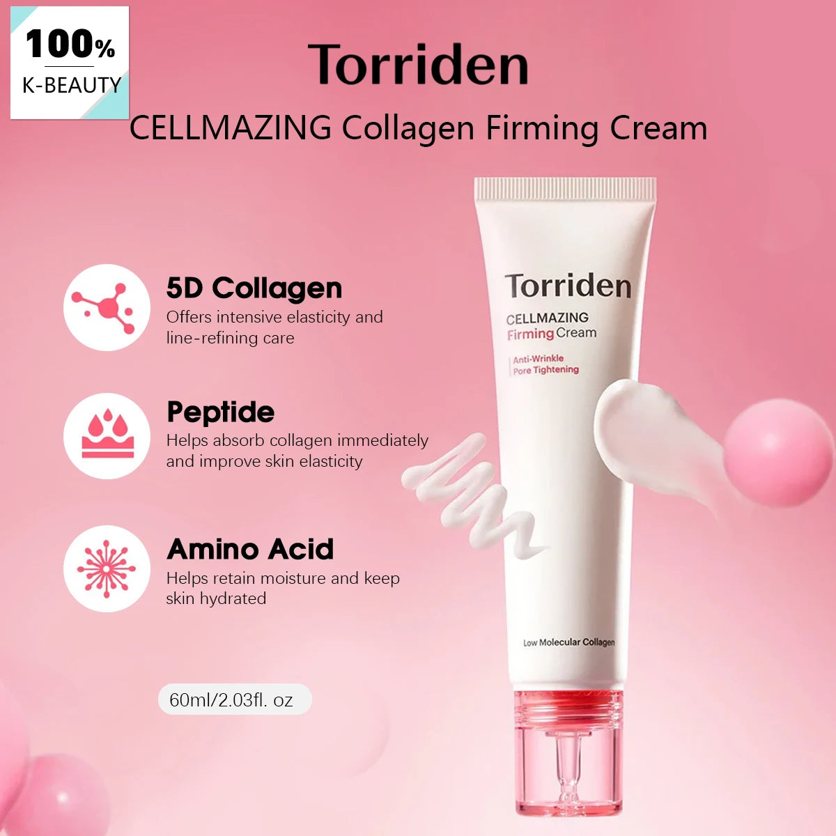 Torriden Cellmazing Firming Cream 60ml,Airy&Instant-Absorbing,Dewy&Non-Shiny,Long-Lasting Dewiness,Korean Skincare,Korean Makeup