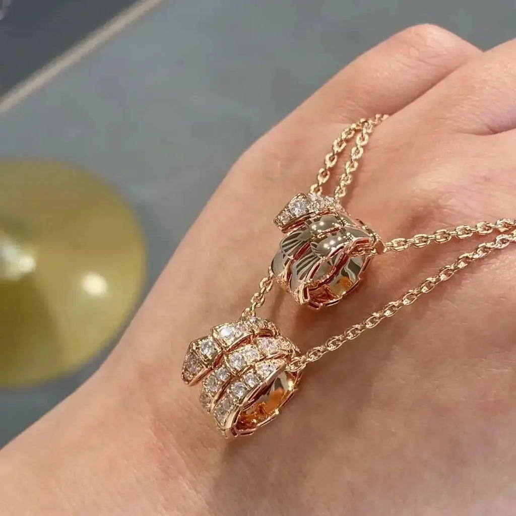 French Original Design S925 Diamond Set multi Circle Snake Necklace,