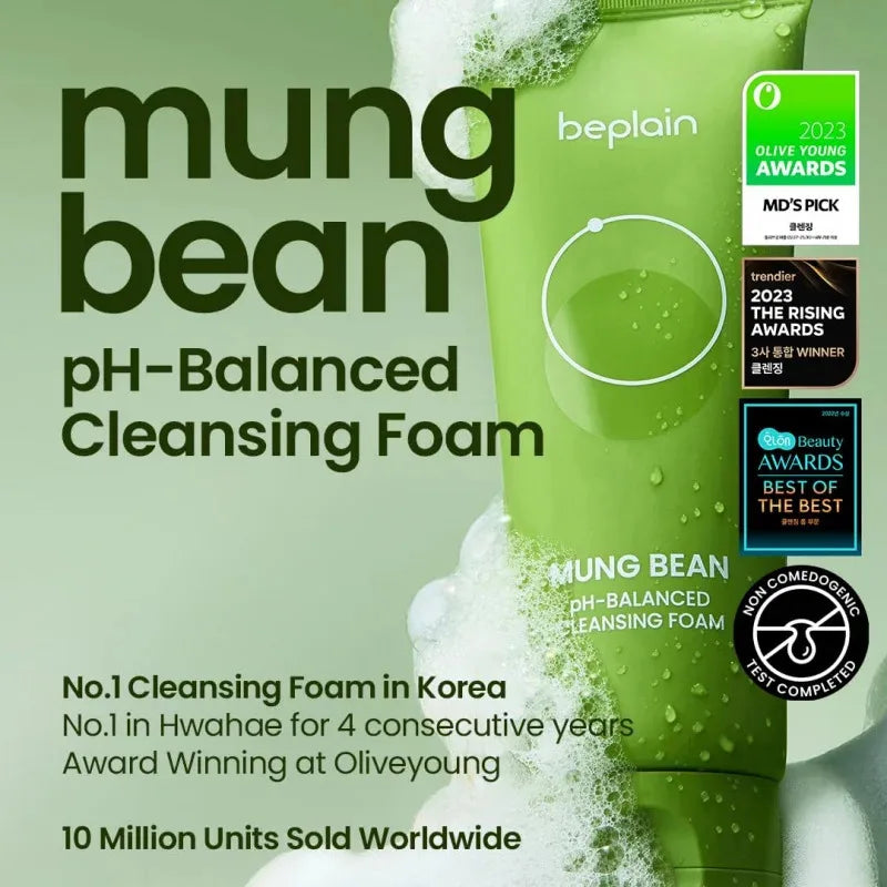 Mung Bean Foam Cleanser | pH 5.5 | Fragrance-Free | Non-Irritating for All Skin Types 80ML