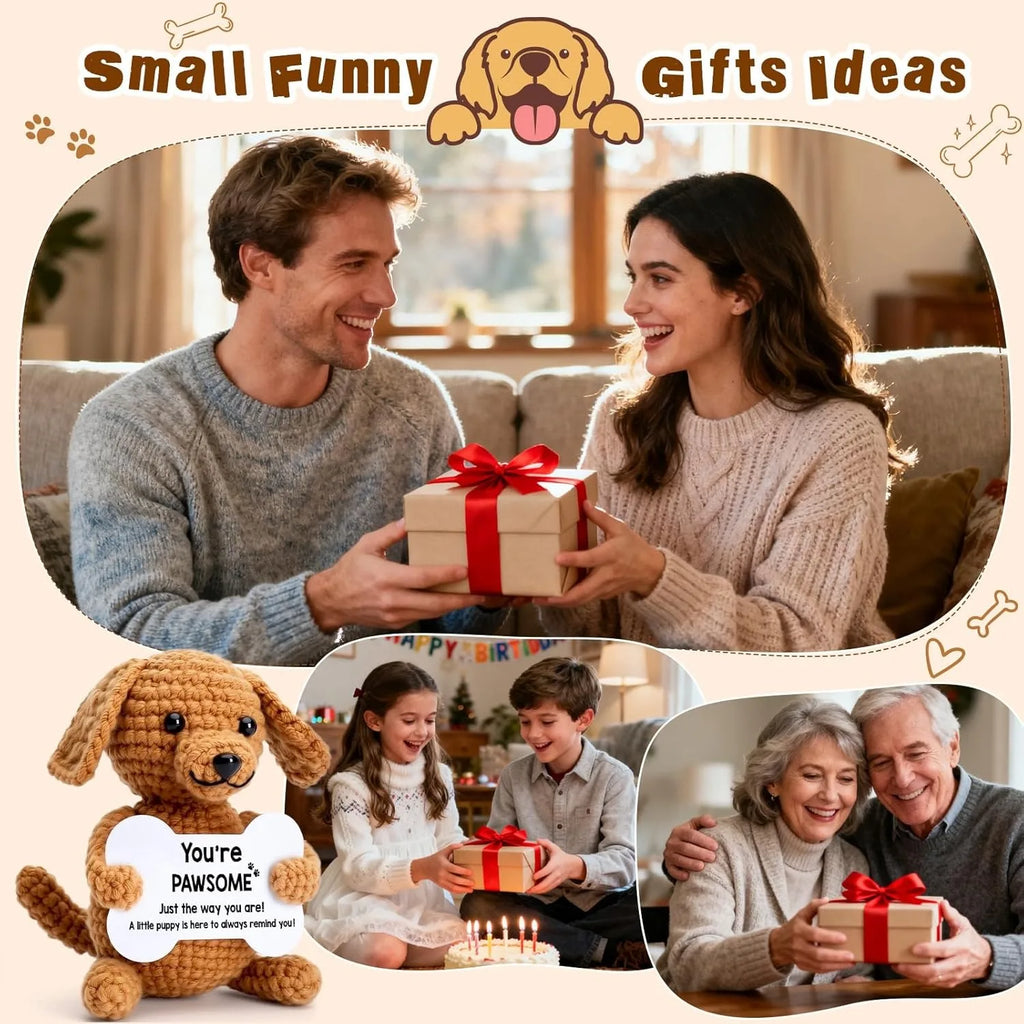 Handmade Crochet Doll for Mom Dad Knitted Dog  Fathers Mothers Day Custom Collectible Gift