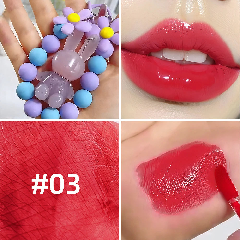 Cartoon Cute Rabbit Hand Bracelet Keychain Moisturizing Lip Gloss