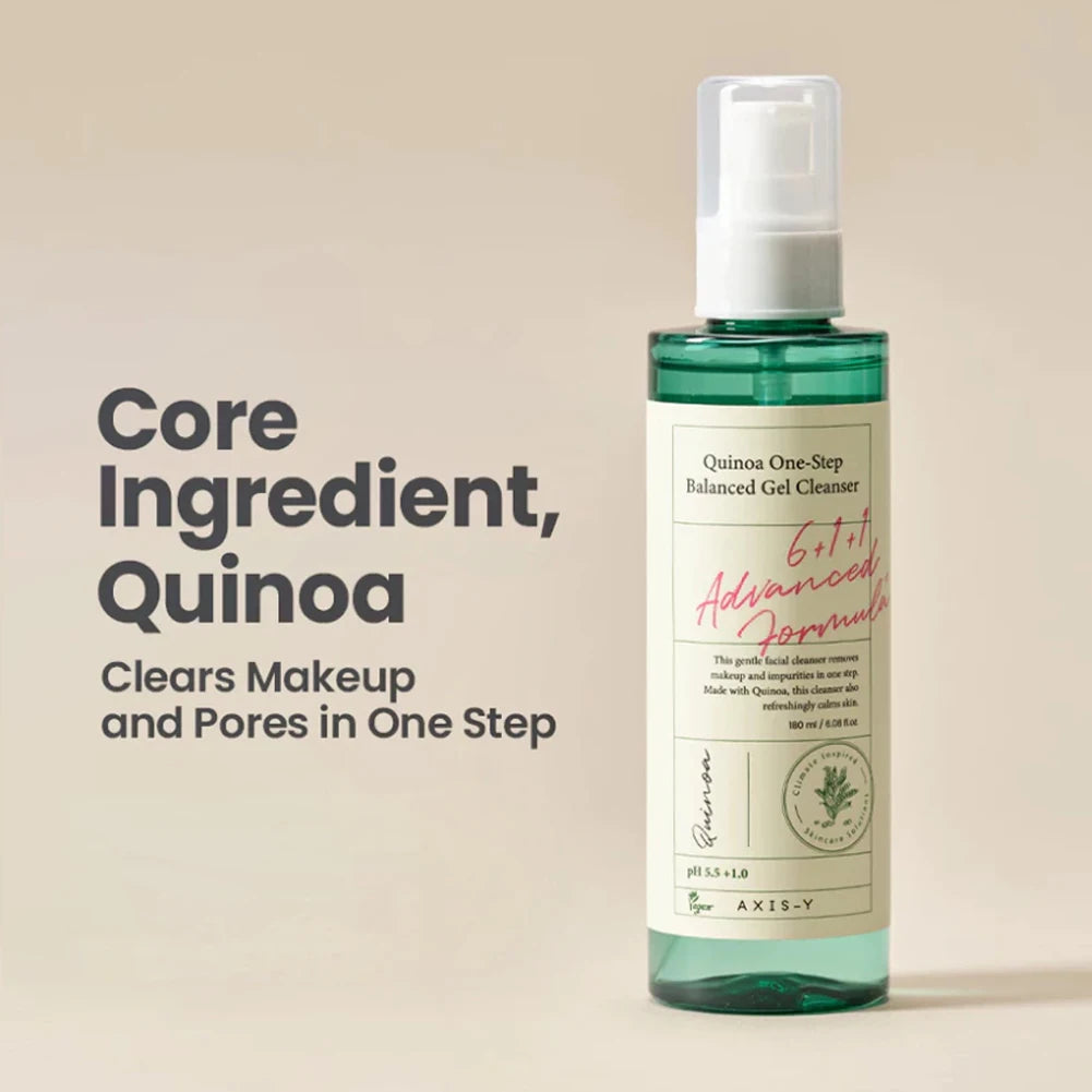 Axis-Y 180ml Quinoa One-Step Balanced Gel Cleanser Makeup Remover and Facial Cleanser 2-in-1 Gentle Cleansing Gel