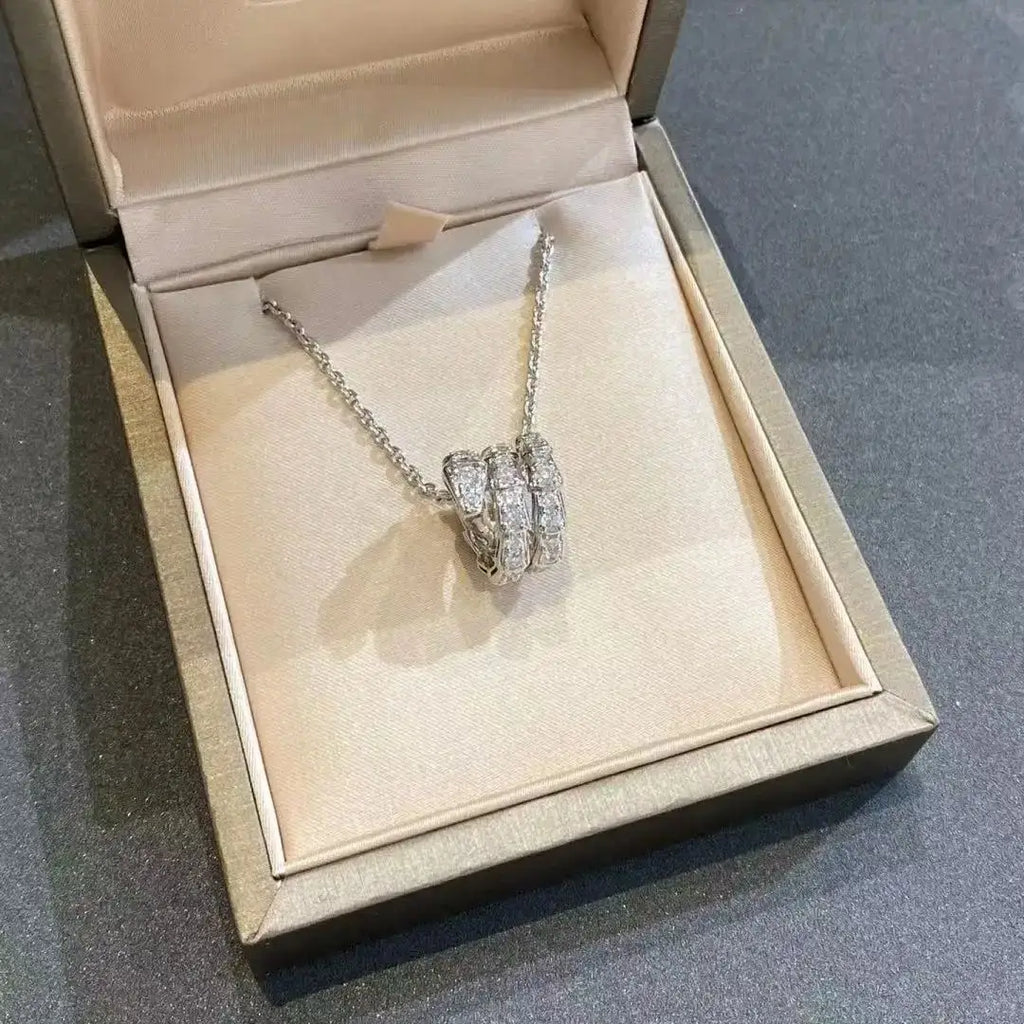 French Original Design S925 Diamond Set multi Circle Snake Necklace,