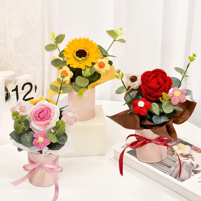 Knitted Flower BouquetValentine's Day Gift