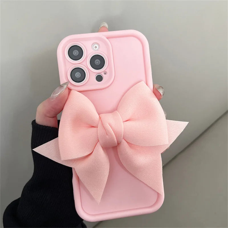 Lovely 3D Bowknot Silicone Phone Case For iPhone Soft Shockproof Cover