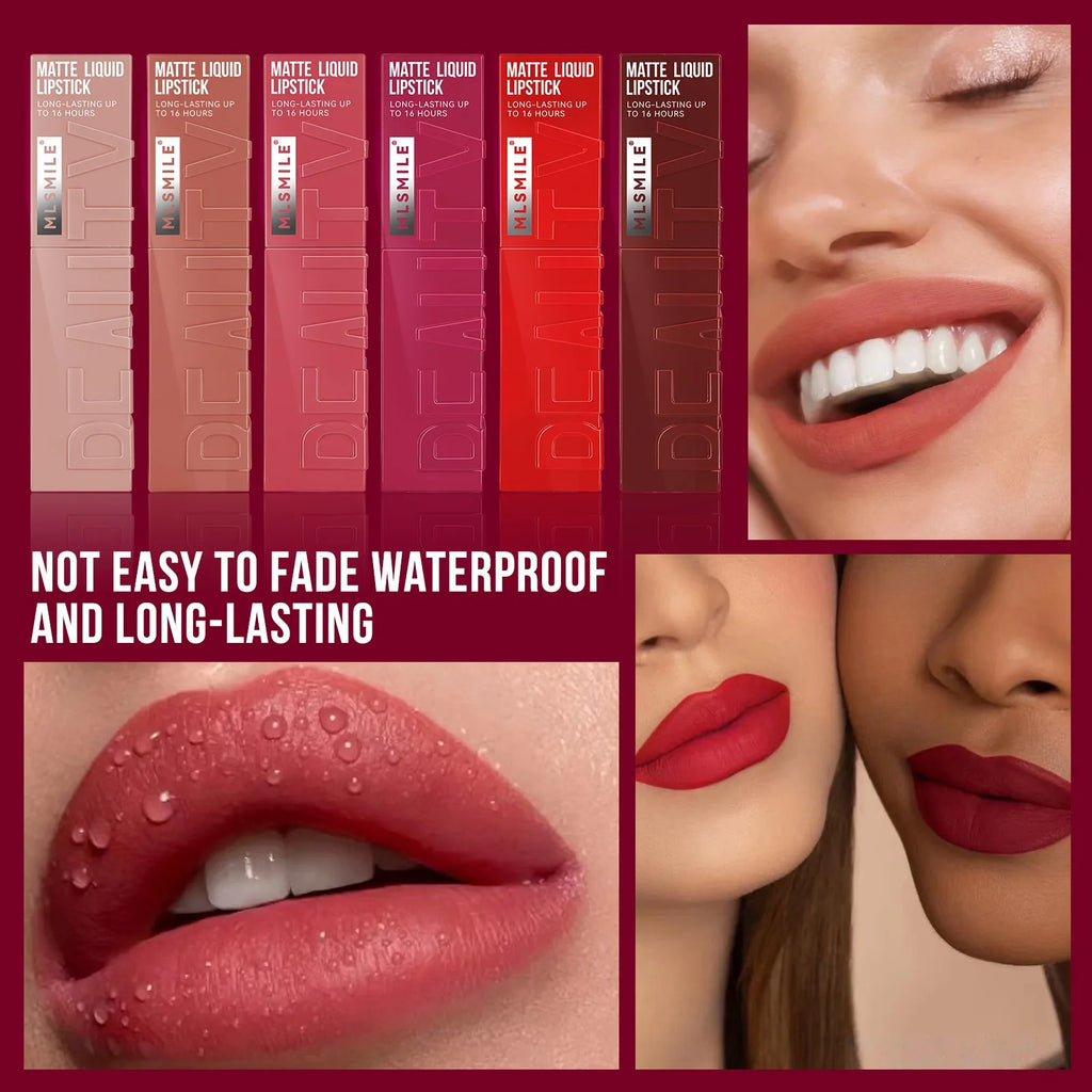 Long Lasting Velvet Matte Lip 6 Colors Gloss Waterproof