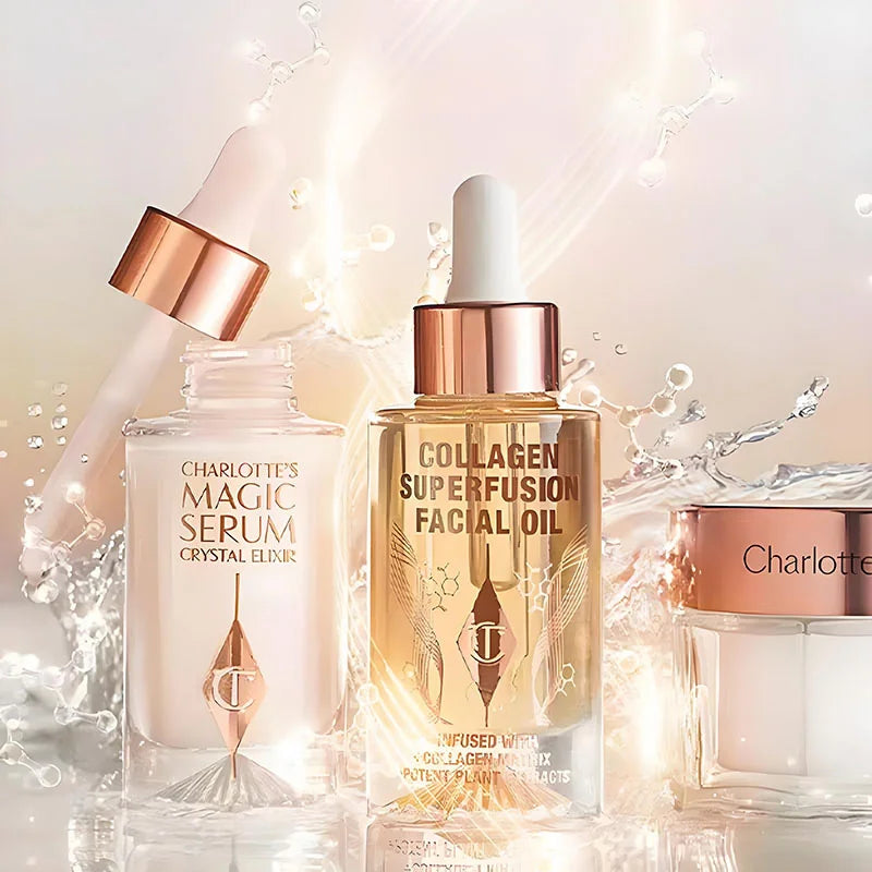 New Charlotte Tilbury Magic Diamond Light Crystal Essence Collagen Superconducting Facial Essence Oil Moisturizing Tighten Skin