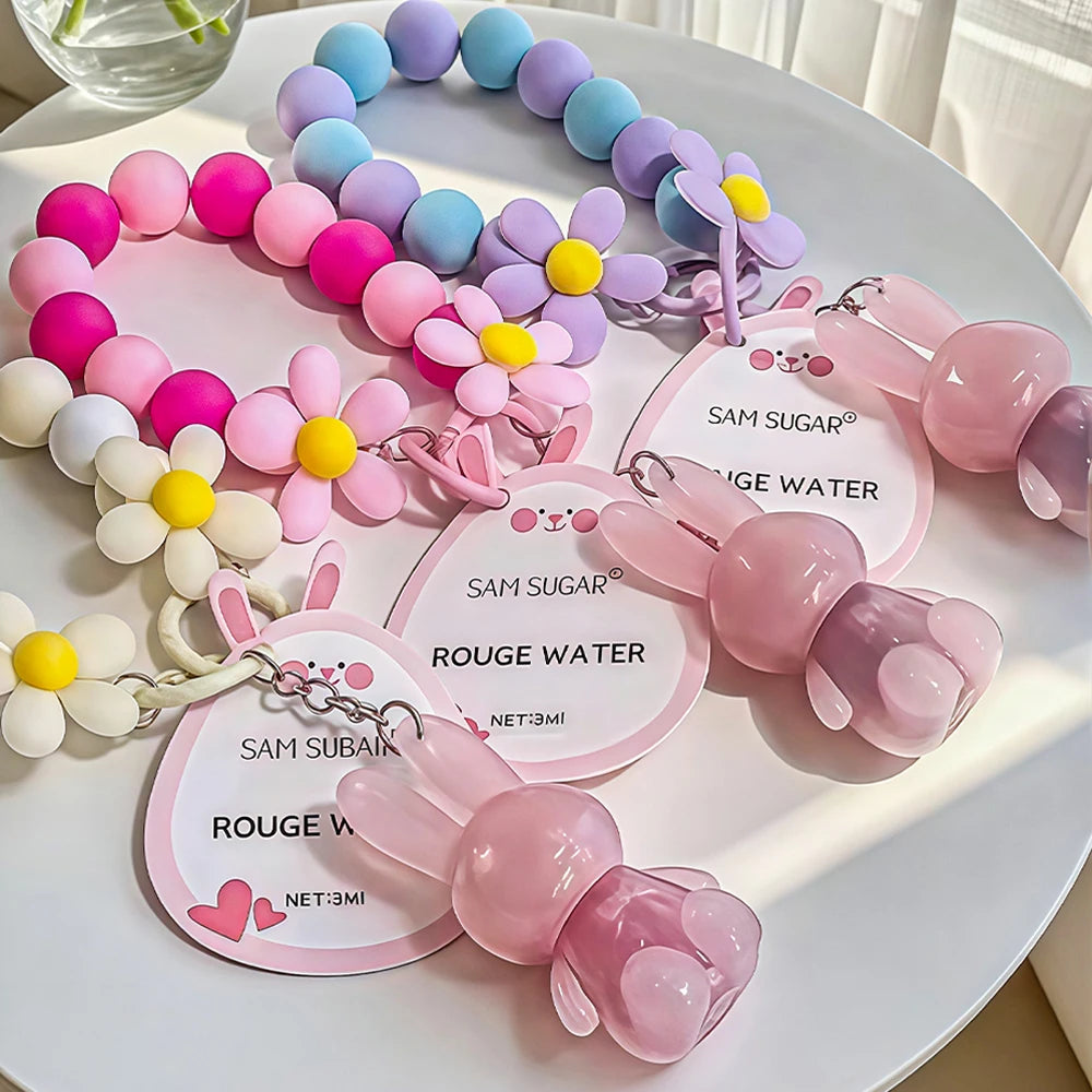 Cartoon Cute Rabbit Hand Bracelet Keychain Moisturizing Lip Gloss