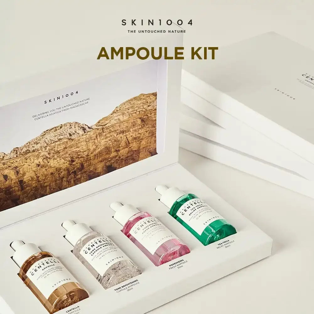 Skin1004 Korean Skincare Centella 4-Piece Set - Serum+Ampoule+Toner+Cream for Sensitive Skin