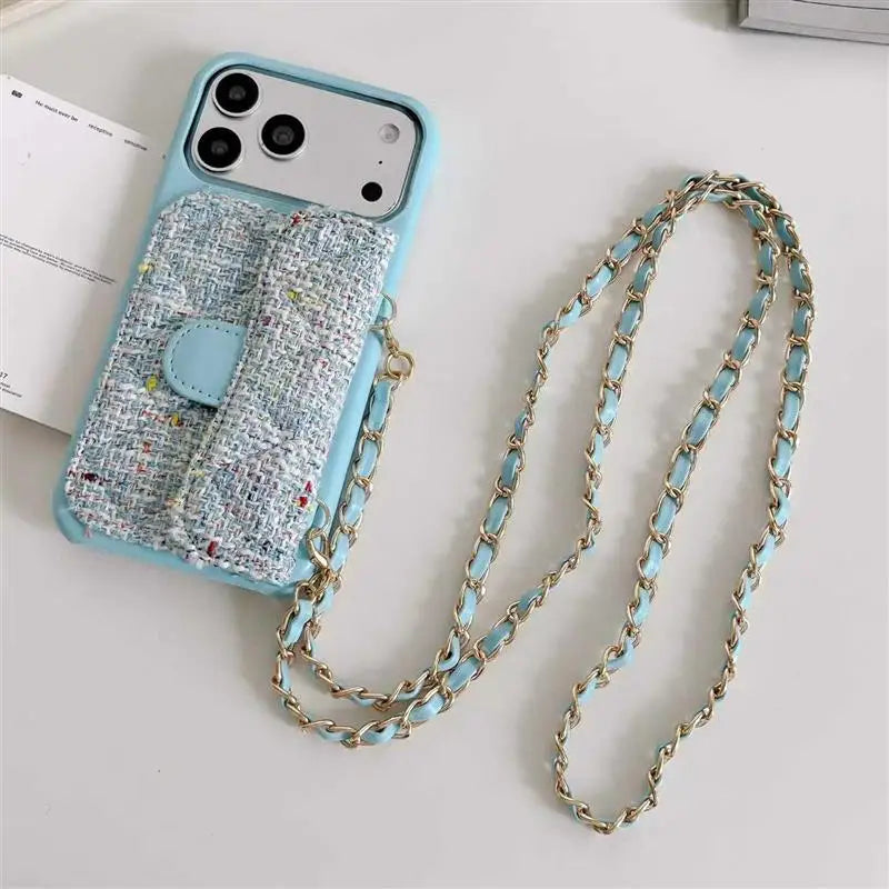 Vintage mini Handbag Phone Case For iPhone back Cover Card holder with Crossbody strap