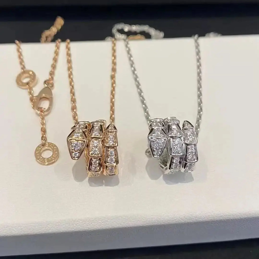 French Original Design S925 Diamond Set multi Circle Snake Necklace,