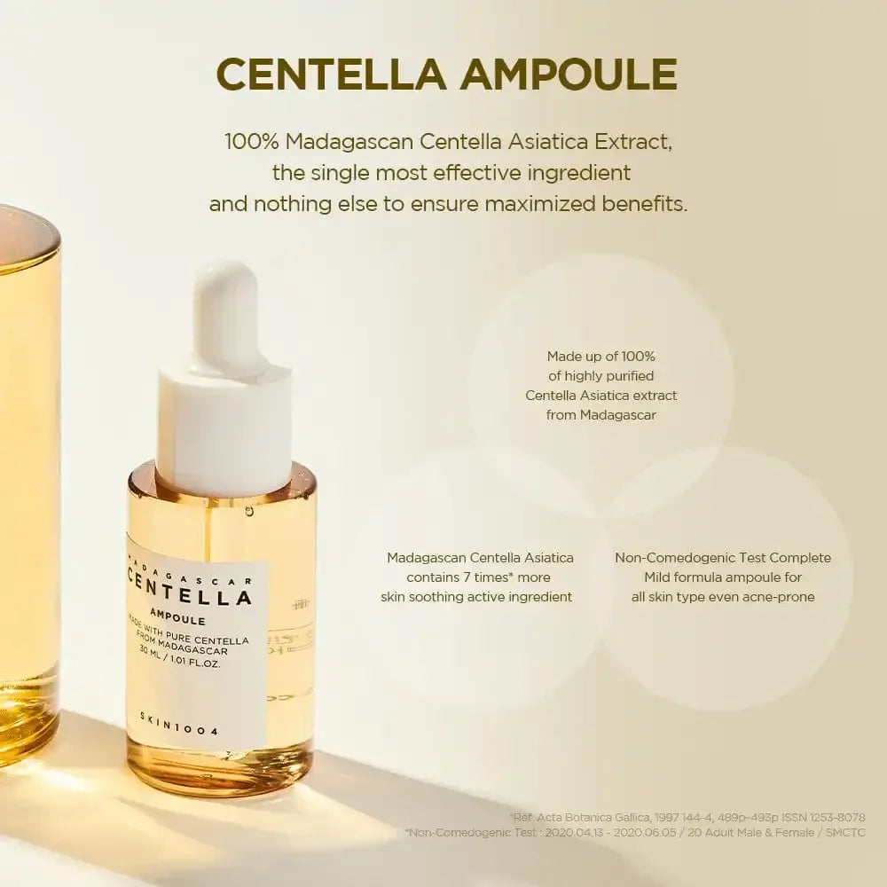 Skin1004 Korean Skincare Centella 4-Piece Set - Serum+Ampoule+Toner+Cream for Sensitive Skin