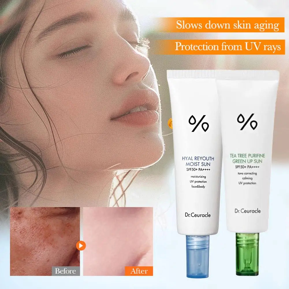 SPF50 UV Protection Moisturizing Sunscreen Tea Tree Clear Sun Block Isolation Cream Smooth Skin Sunscreen